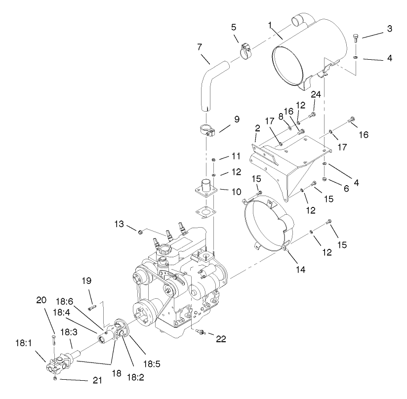 Muffler And Pump Drive Assembly