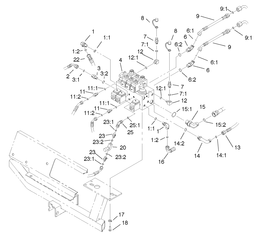 Hydraulic Control Block And Hoses Assembly