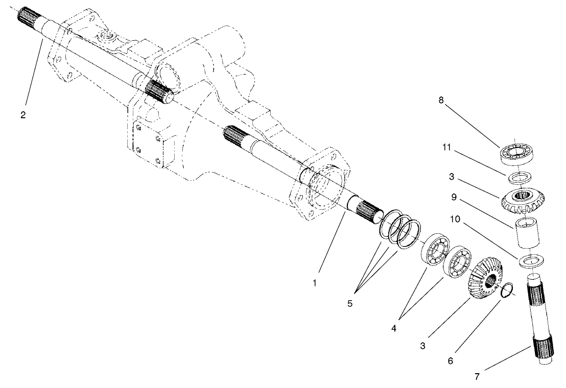Rear Axle Assembly No. 98-3925 (continued) Bevel Gear Shaft Assembly