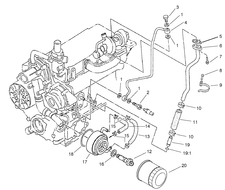 Filter, Oil Cooler And Pipe Assembly
