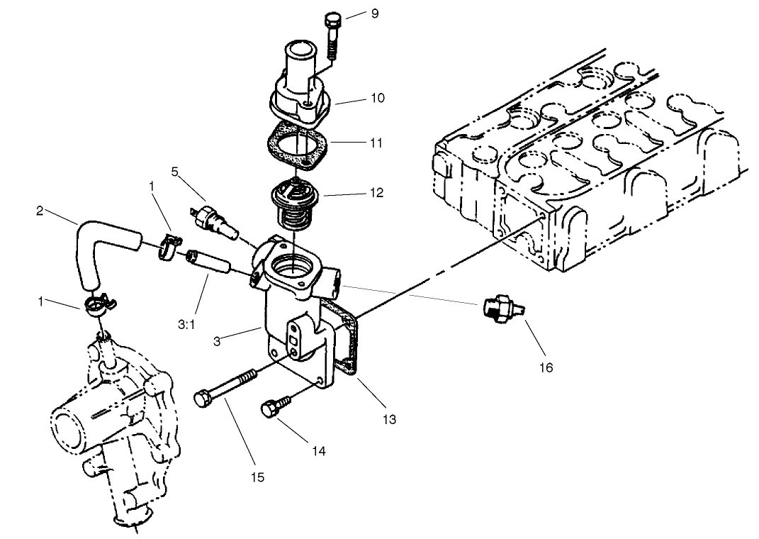 Water Flange And Thermostat Assembly