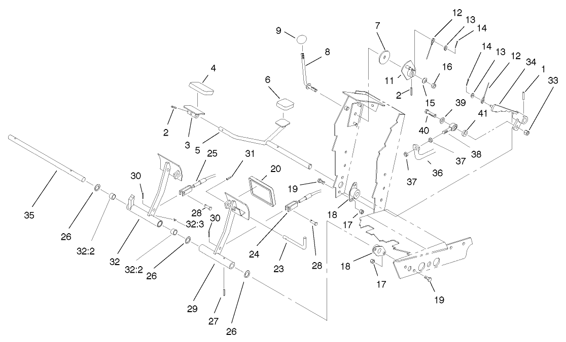 Traction And Brake Pedal Assembly