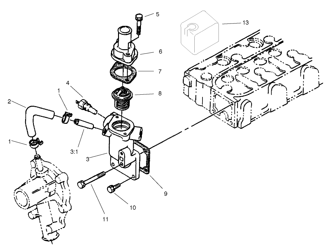 Water Flange And Thermostat Assembly