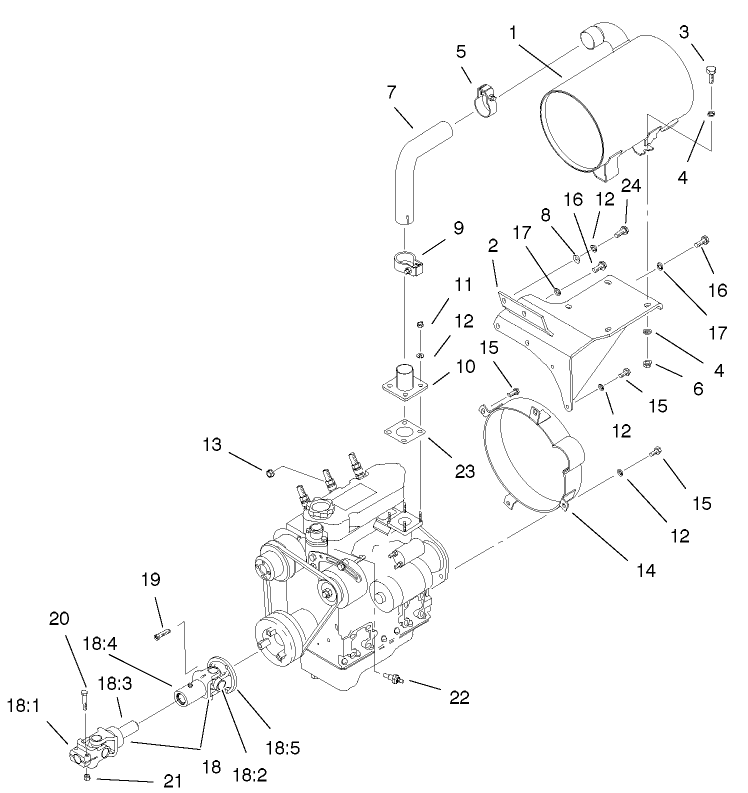 Muffler And Pump Drive Assembly