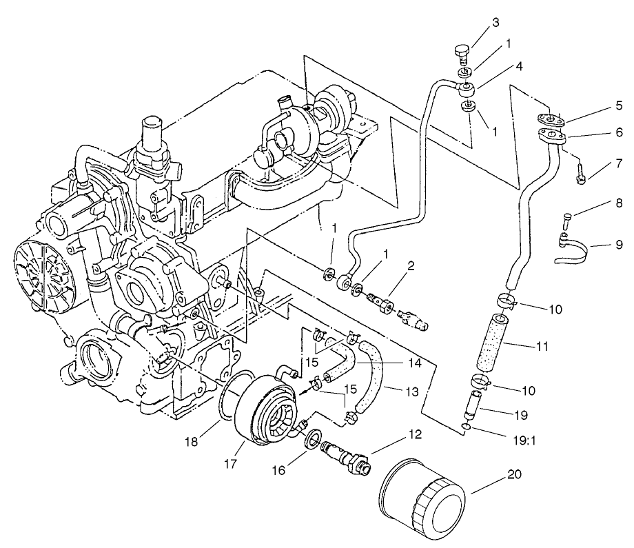 Filter, Oil Cooler And Pipe Assembly