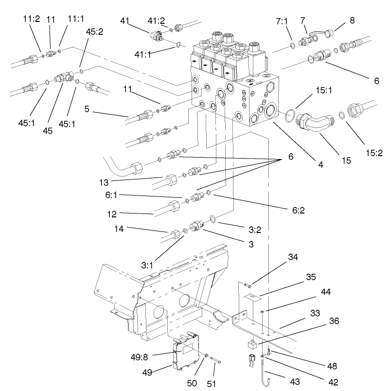 Front Hydraulic Control Block And Hose Assembly