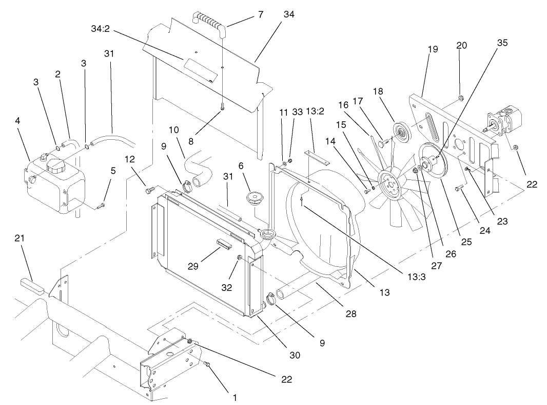 Radiator and Hydraulic Pump Assembly