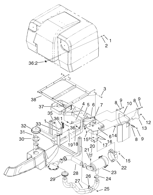 Air Cleaner And Bagger Frame Assembly