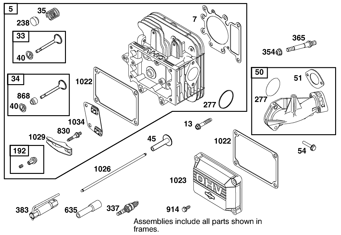 Cylinder Head Assembly Briggs And Stratton Model 312777-0128-E1