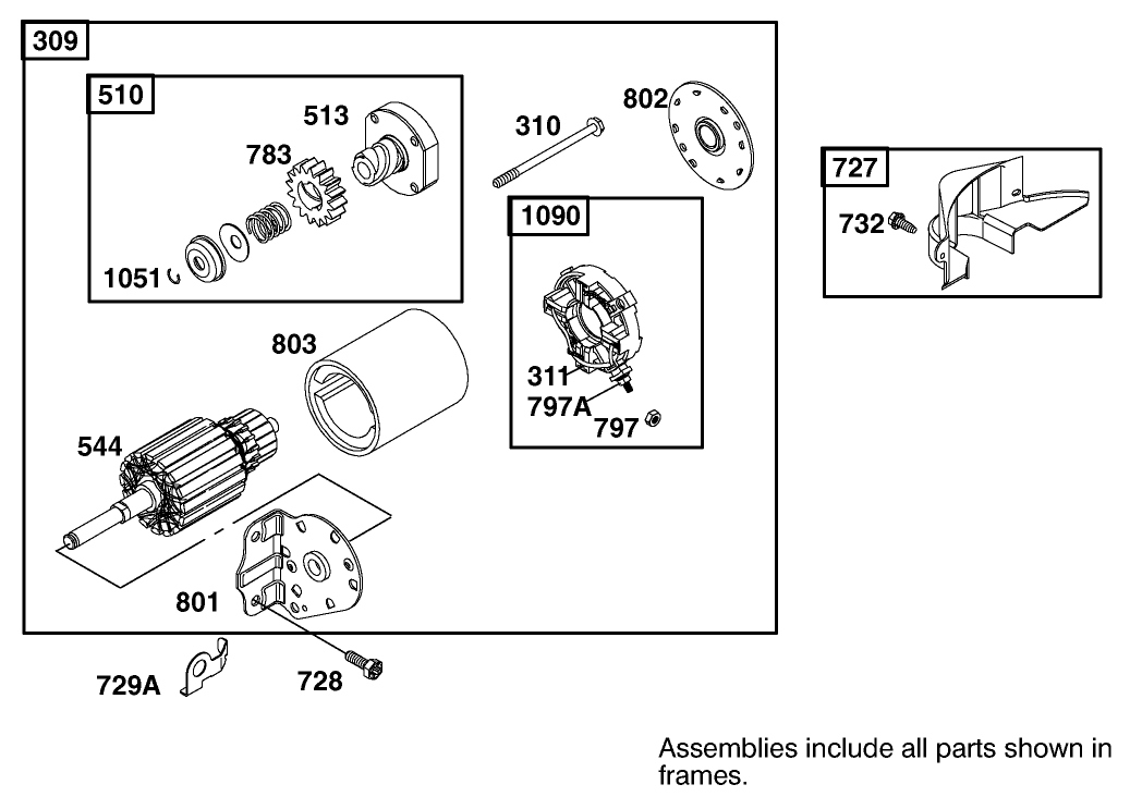Starter Assembly Briggs And Stratton Model 312777-0128-E1