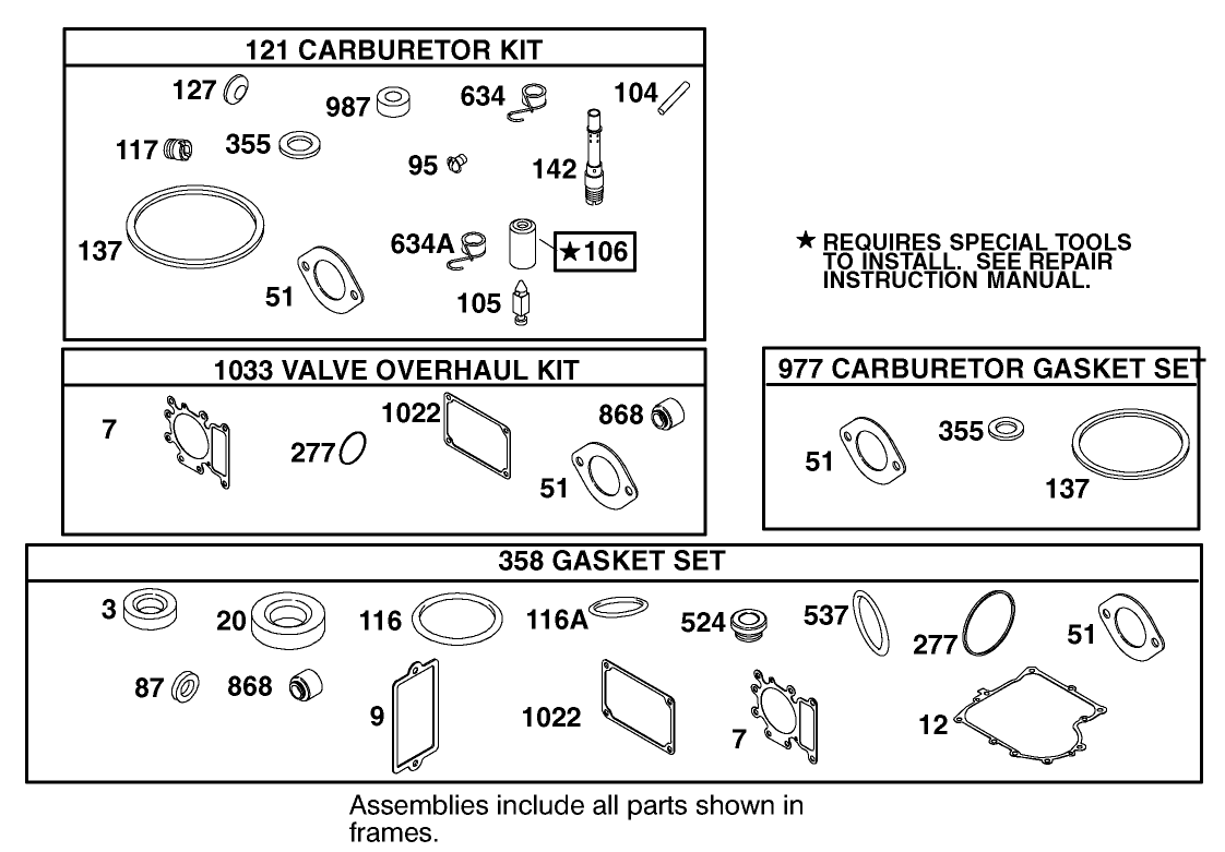 Carburetor Overhaul Kit Assembly Briggs And Stratton Model 312777-0128-E1