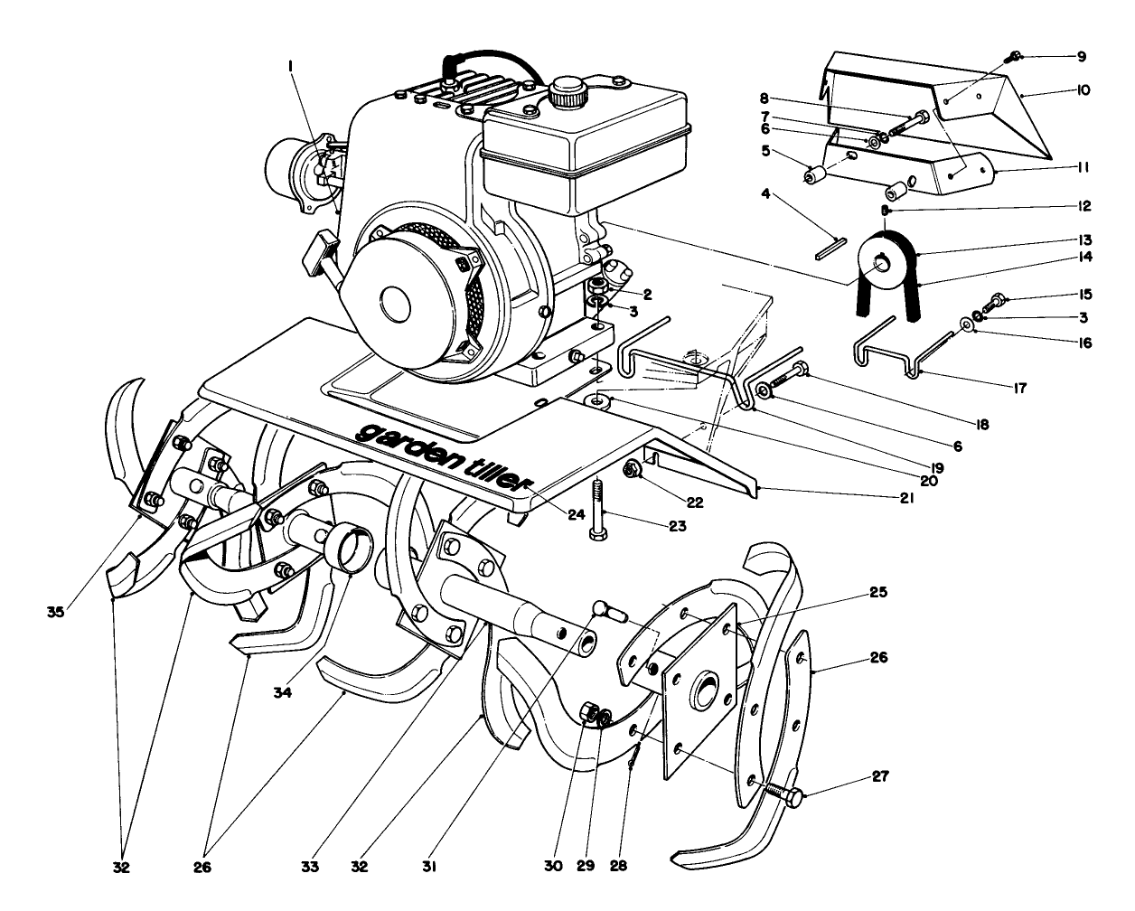 Tine And Engine Assembly