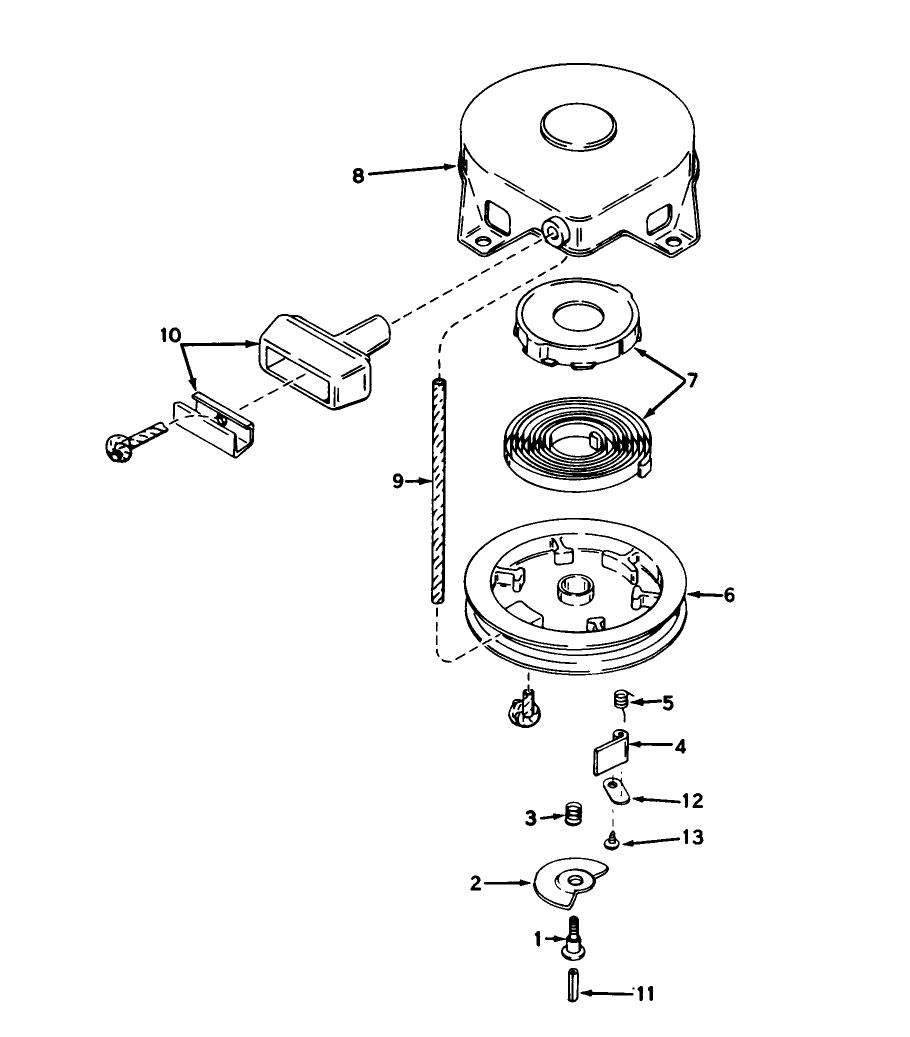 Rewind Starter No. 590473 (5 And 7 H.p. Snowthrower Model Nos. 31625 And 31677)