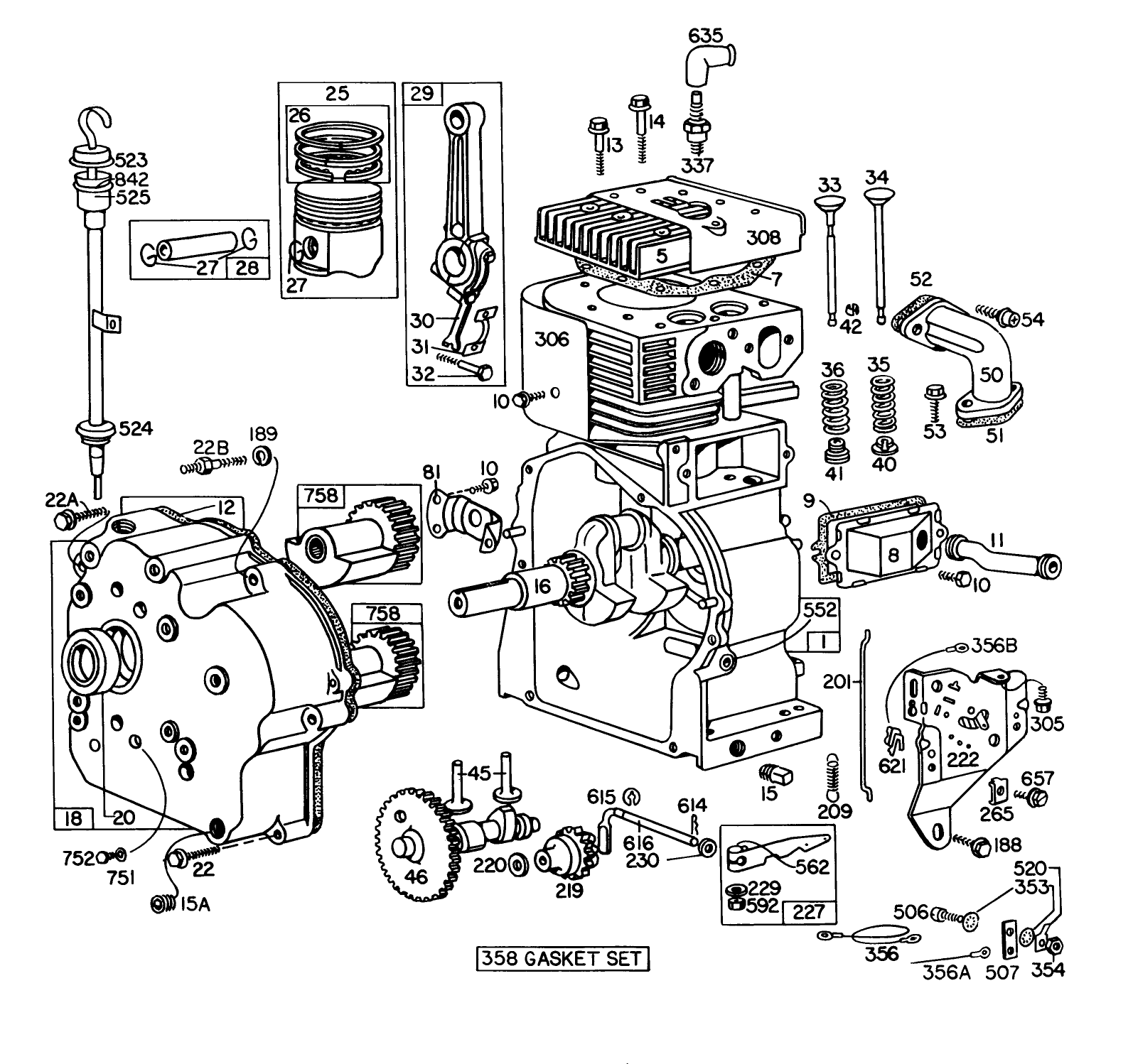Engine Briggs & Stratton Model No. 251417 Type No. 0173-01