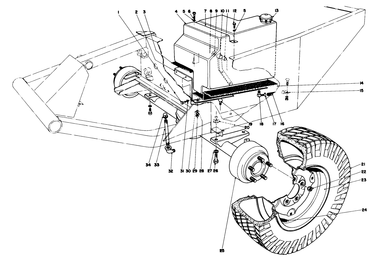 Front Axle And Gas Tank Assembly