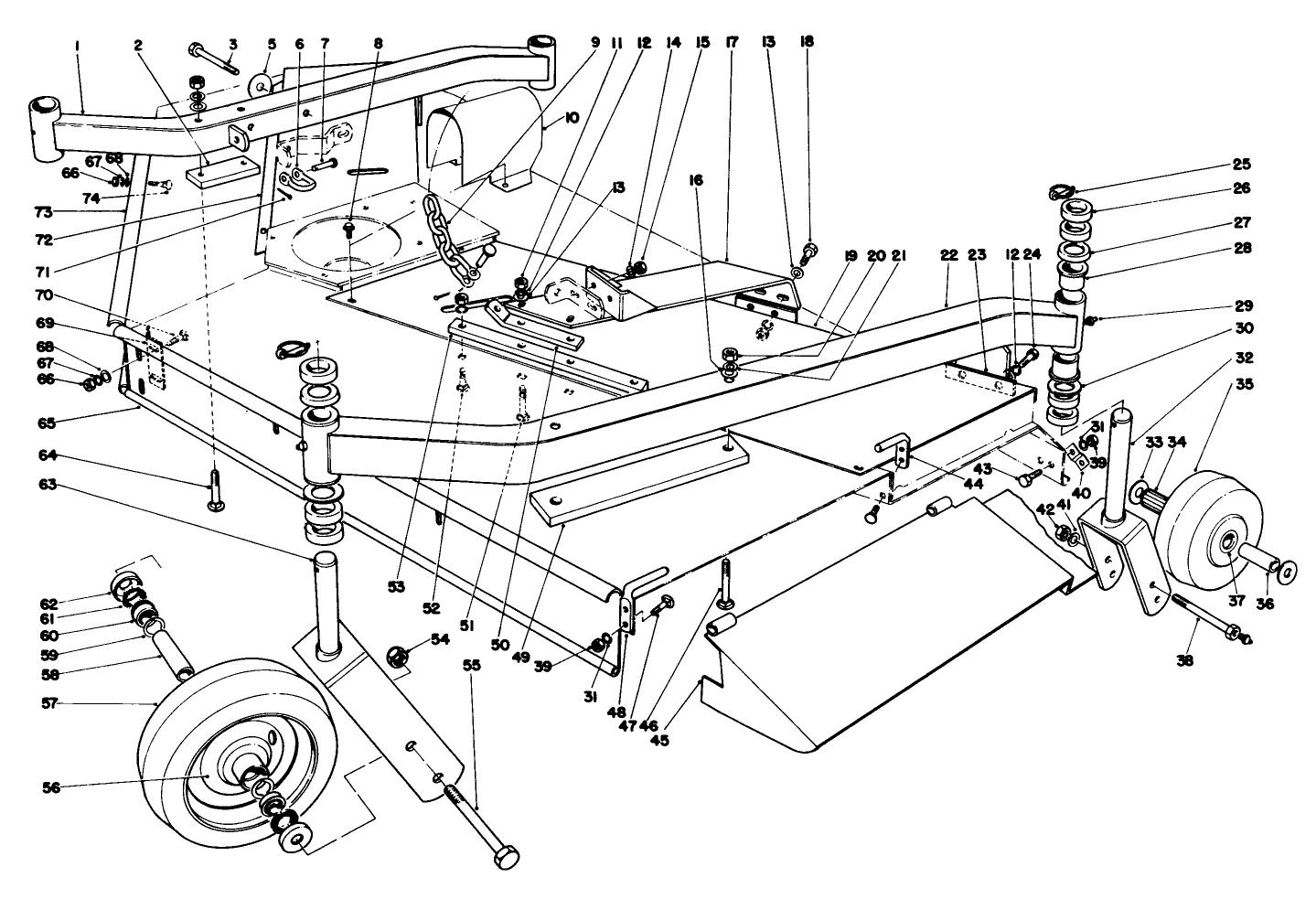 Cutting Unit Castor Wheel And Deflector Assembly