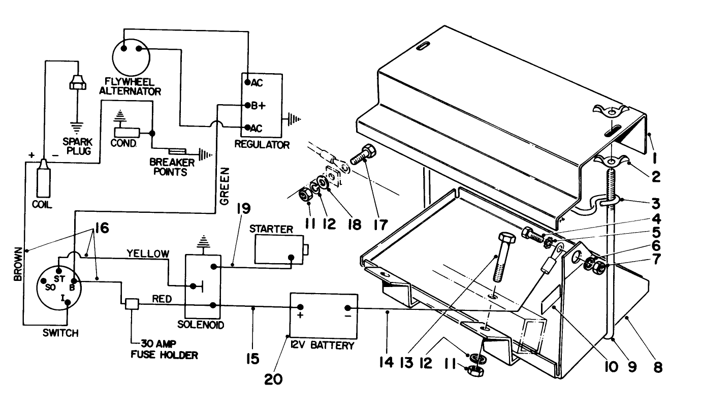 12 Volt, Neg. Ground, Battery Ignition Electrical System