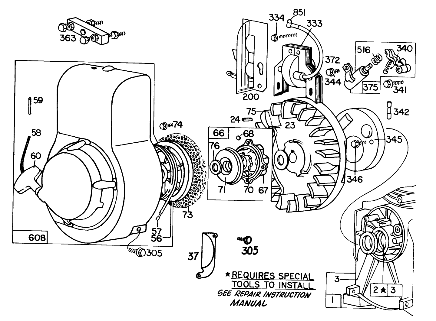 Engine Briggs & Stratton Model 111202-0131-01 4 H.p. Tiller Model 58336