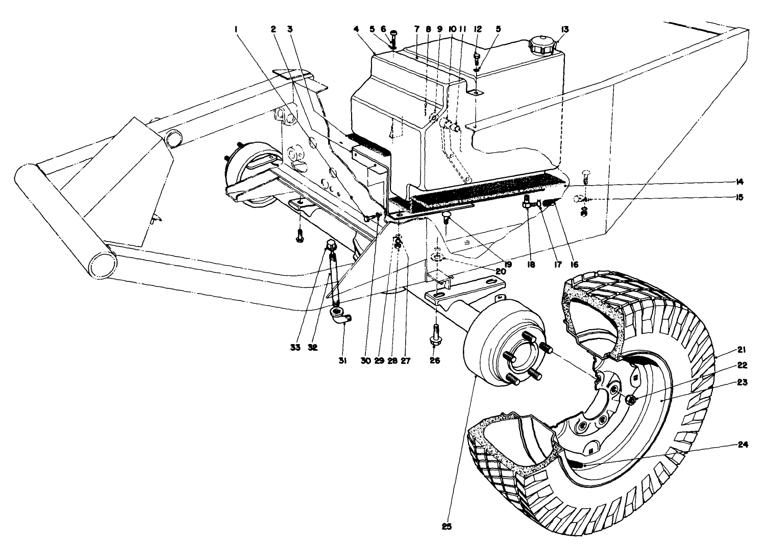 Front Axle And Gas Tank Assembly