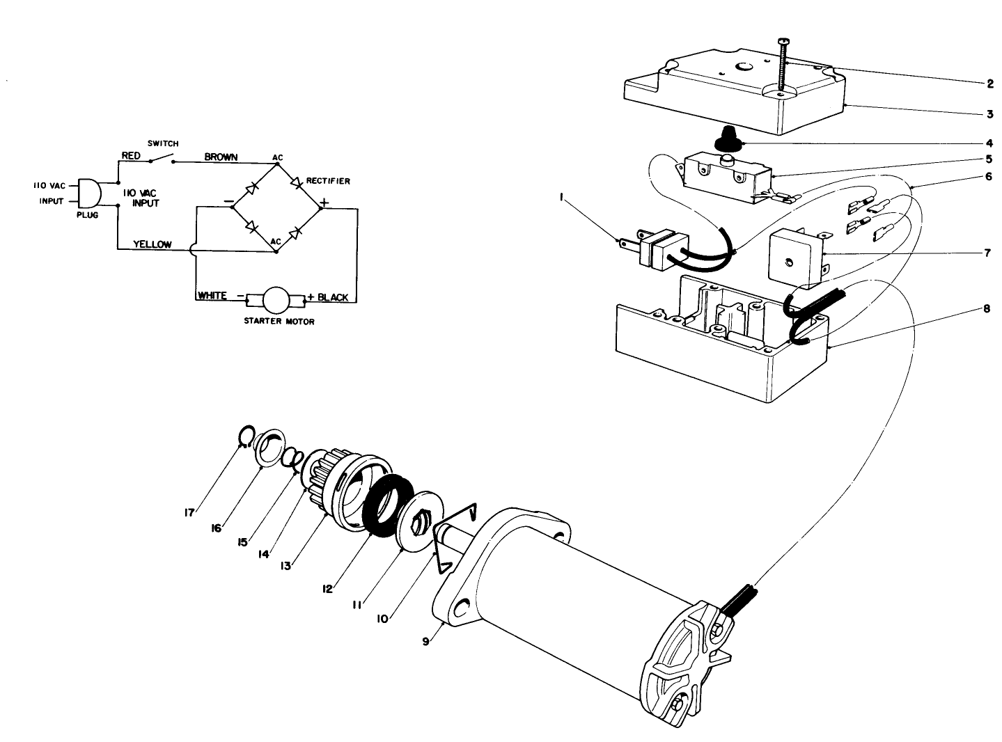 Starter Motor & Switch Assembly (model 38030)