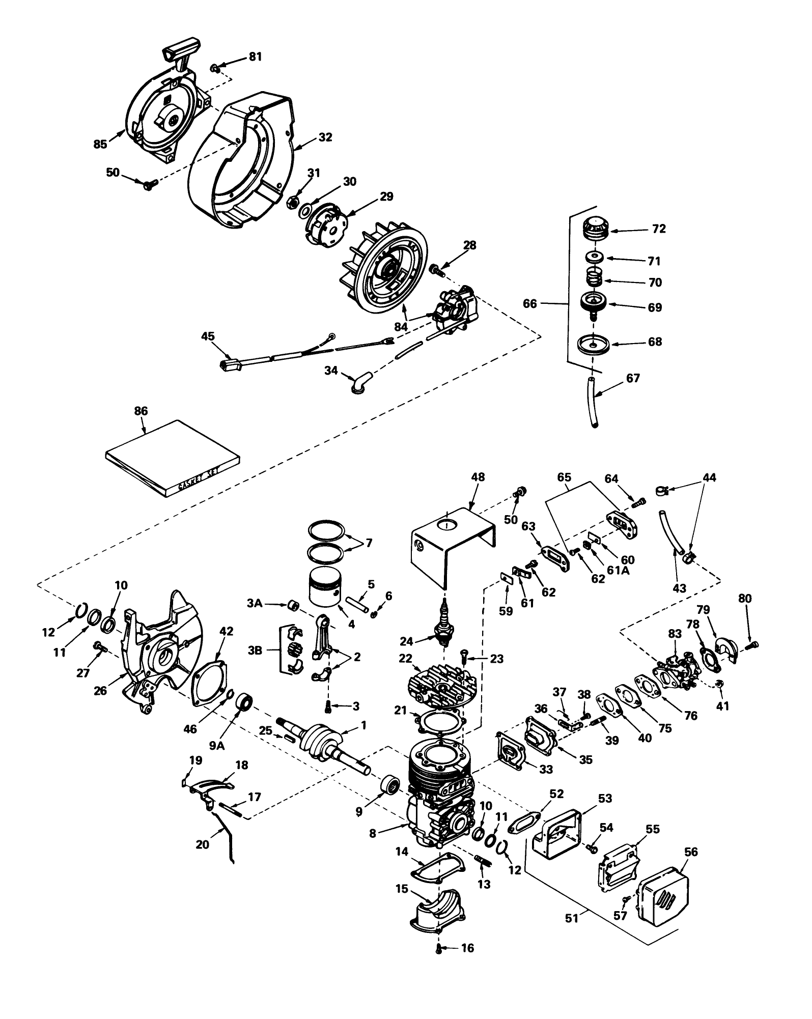 Engine Tecumseh Model No. Ah520 Type 1584