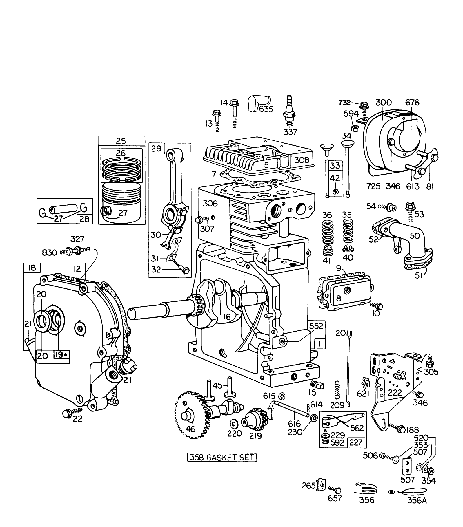 Engine Briggs & Stratton Model No. 190402 Type 0914-02 (8 H.p. Snowthrower Model 38060)