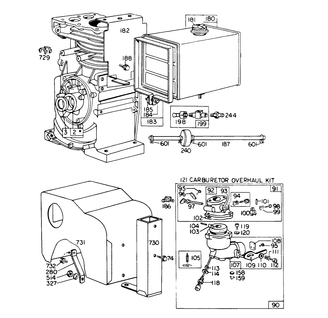 Carburetor Assembly (continued) (8 H.p. Snowthrower Model 38060)