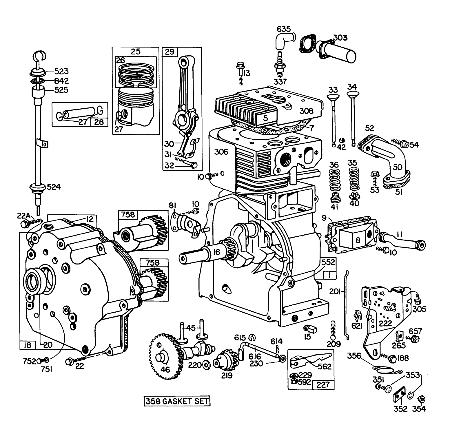 Engine Briggs & Stratton Model No. 251412 Type No. 0195-01 (10 H.p. Snowthrower Model 38070)