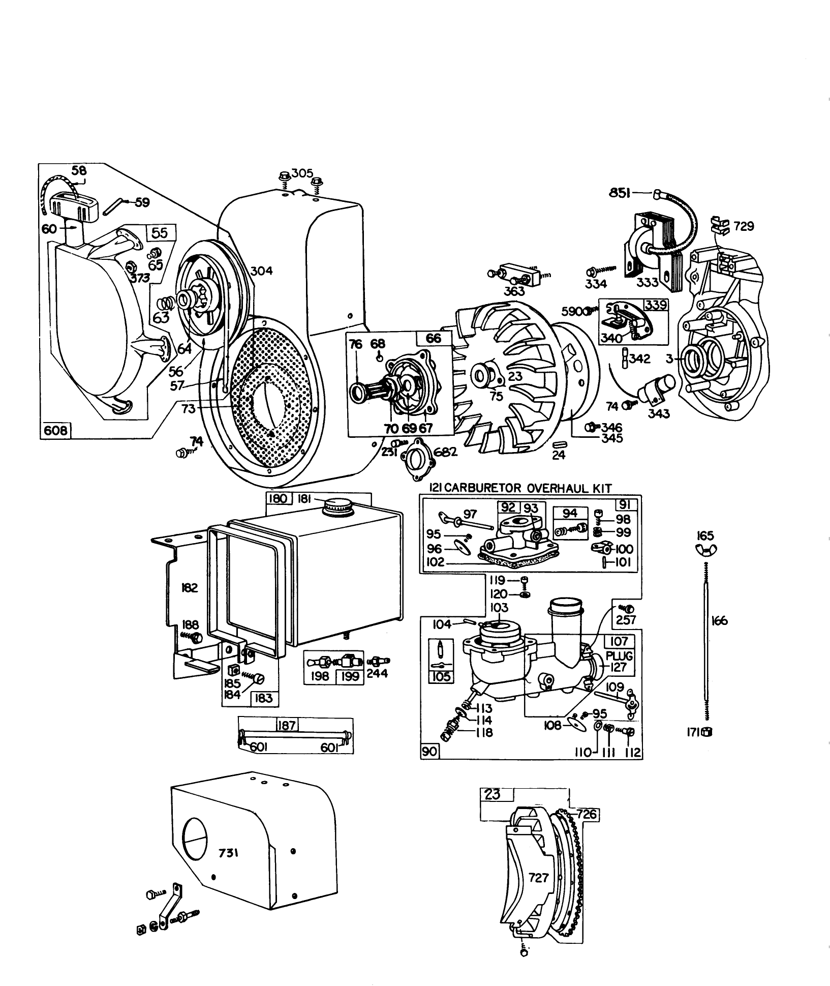Engine Briggs & Stratton Model No. 251412 Type No. 0195-01 (10 H.p. Snowthrower Model 38070)