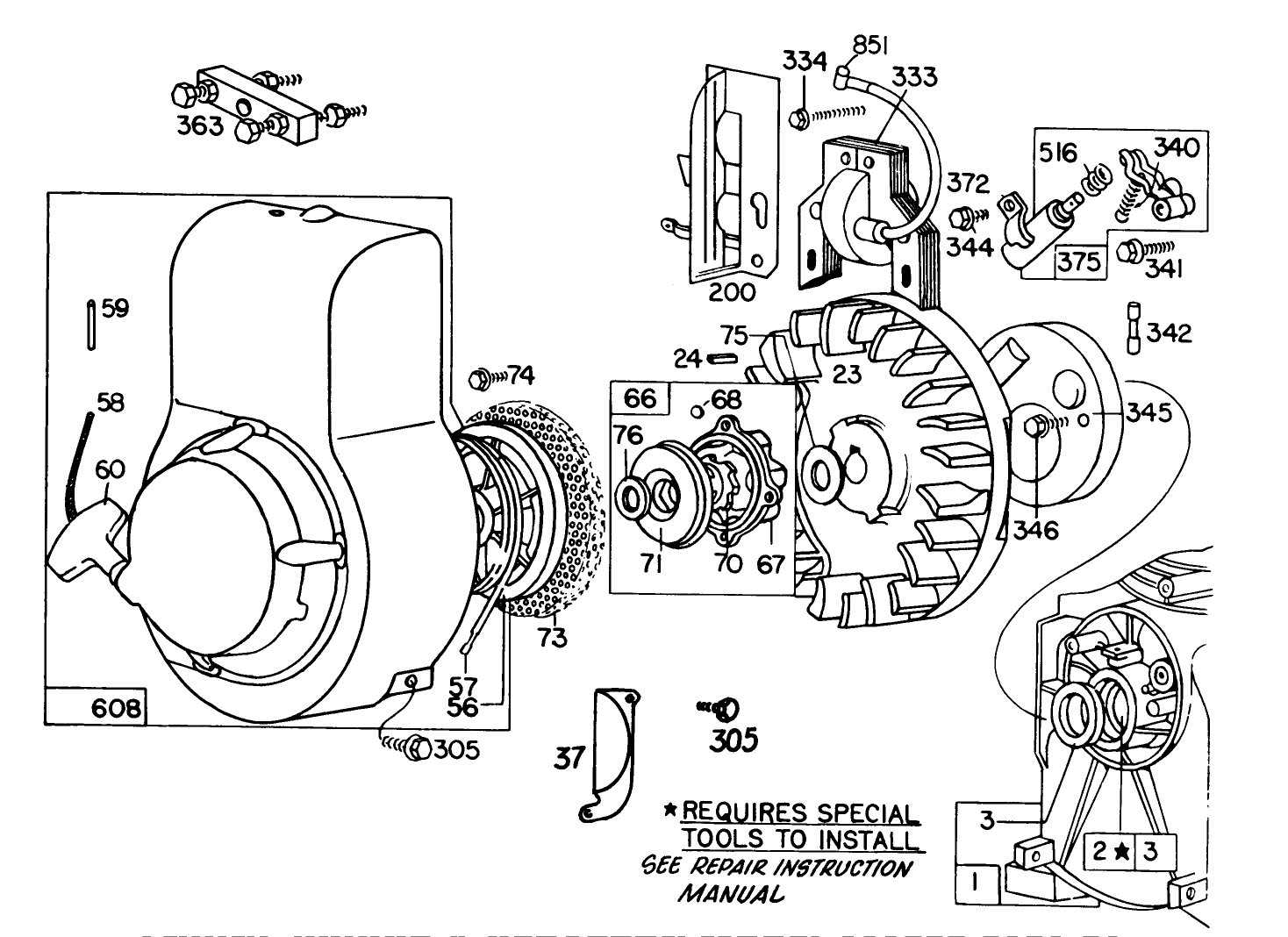 Engine Briggs & Stratton Model 111202-0131-01 4 H.p. Tiller Model 58336