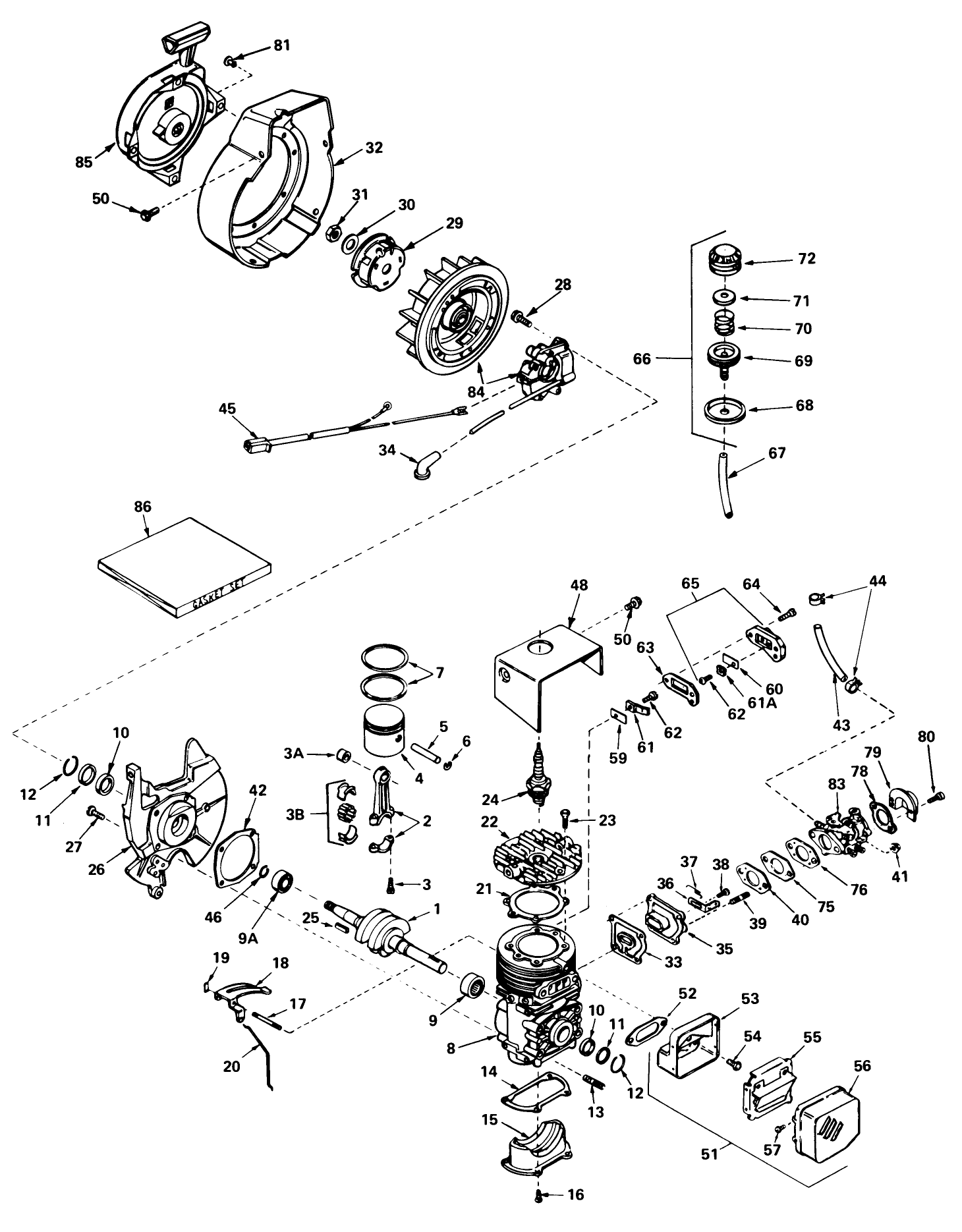 Engine Tecumseh Model No. Ah520 Type 1584