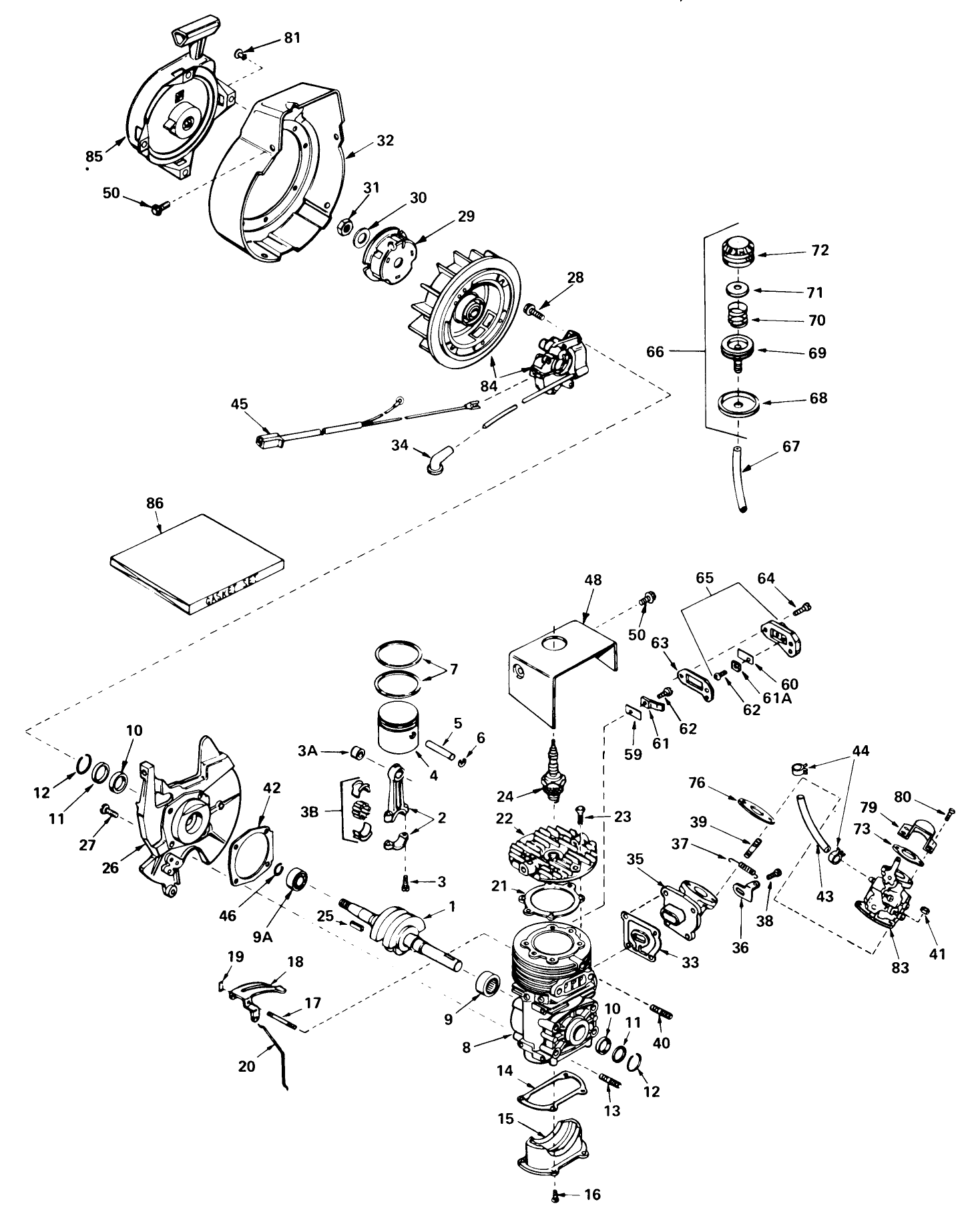Engine Assembly Engine Tecumseh Model No. Ah520 Type 1585 Unit Model
