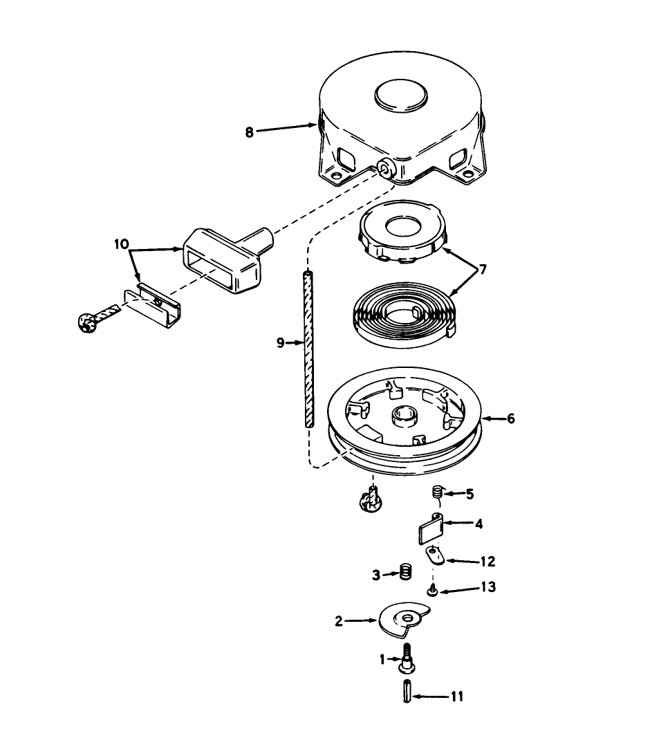 Rewind Starter No. 590473 (5 And 7 H.p. Snowthrower Model Nos. 38040 And 38050)