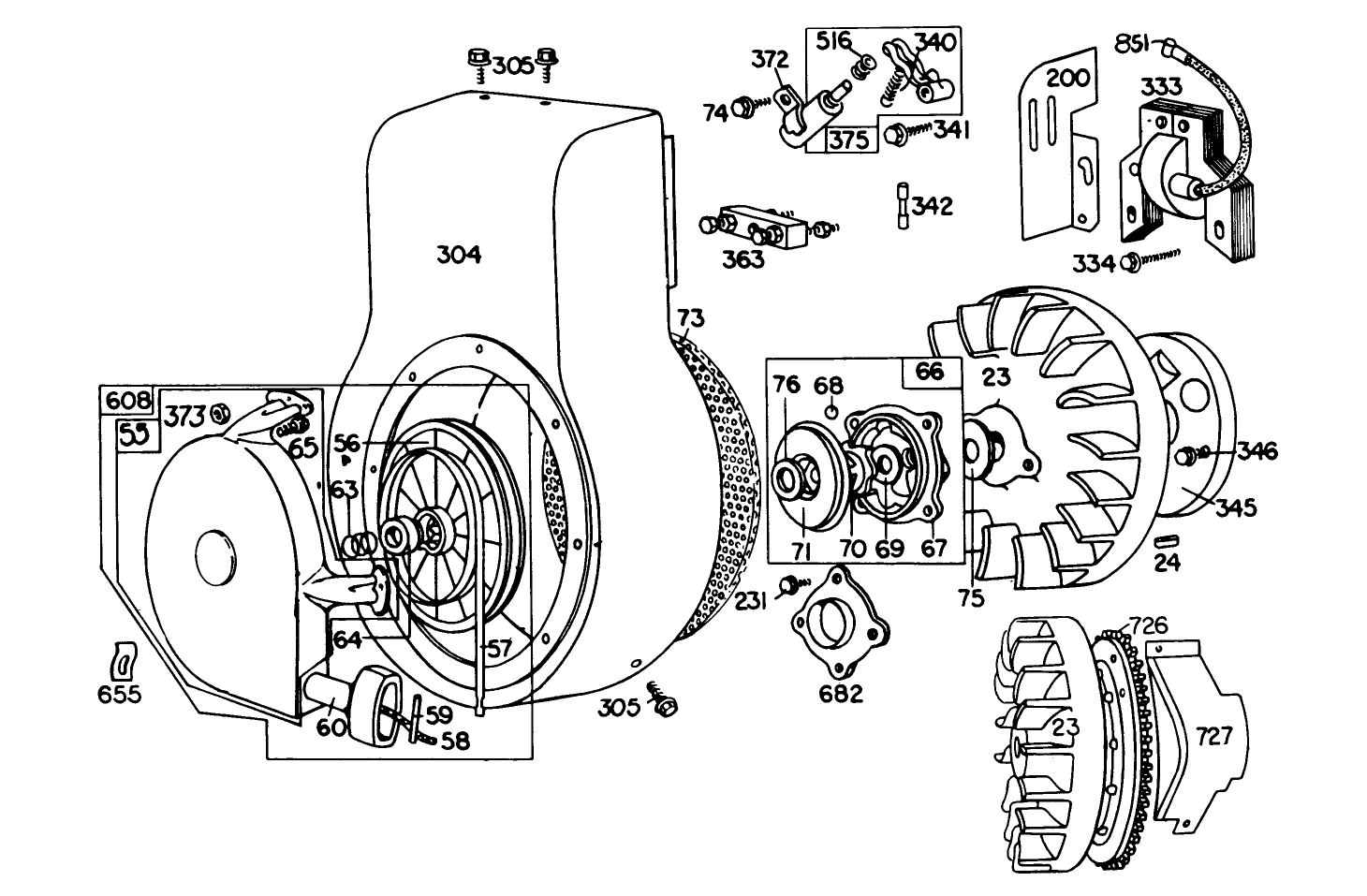 Engine Briggs & Stratton Model No. 190402 Type 0989-01 (8 H.p. Snowthrower Model 38150)