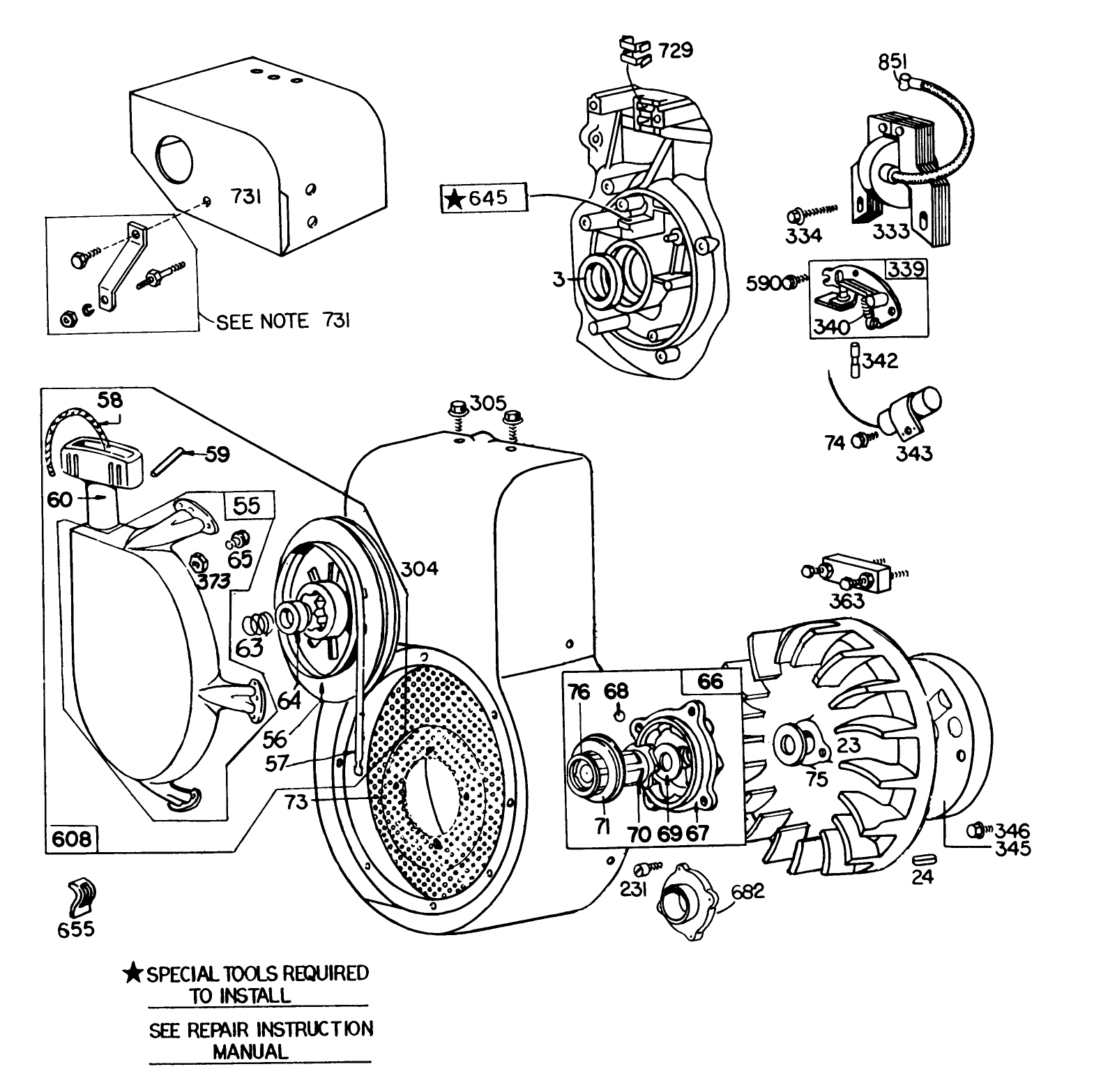 Engine Briggs & Stratton Model No. 252412 Type No. 0134-01 (11 H.p. Snowthrower Model 38090)