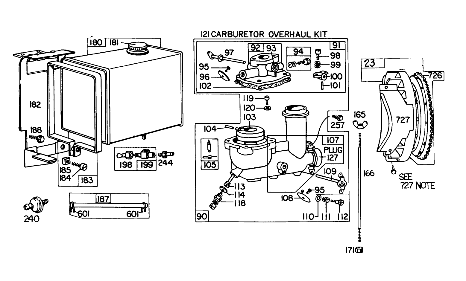 Engine Briggs & Stratton Model No. 252412 Type No. 0134-01 (11 H.p. Snowthrower Model 38090)