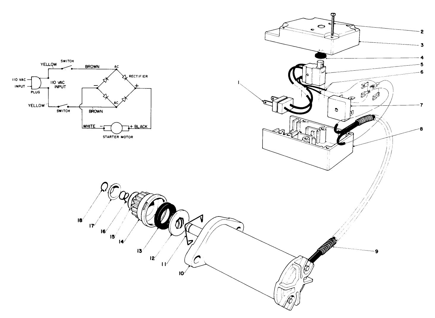Starter Motor & Switch Assembly (model 38230)