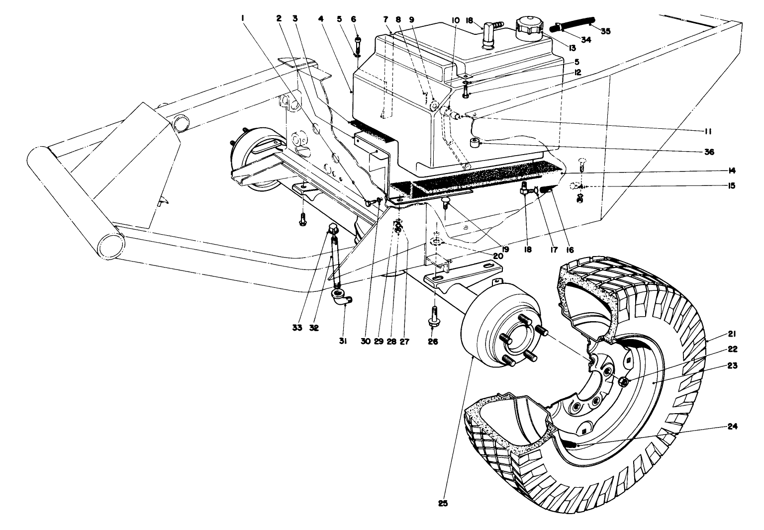 Front Axle And Gas Tank Assembly