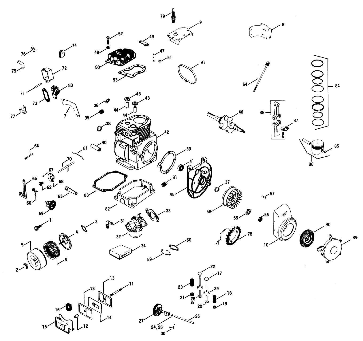 Engine Kohler Model No. K141t Spec. No. 29363d
