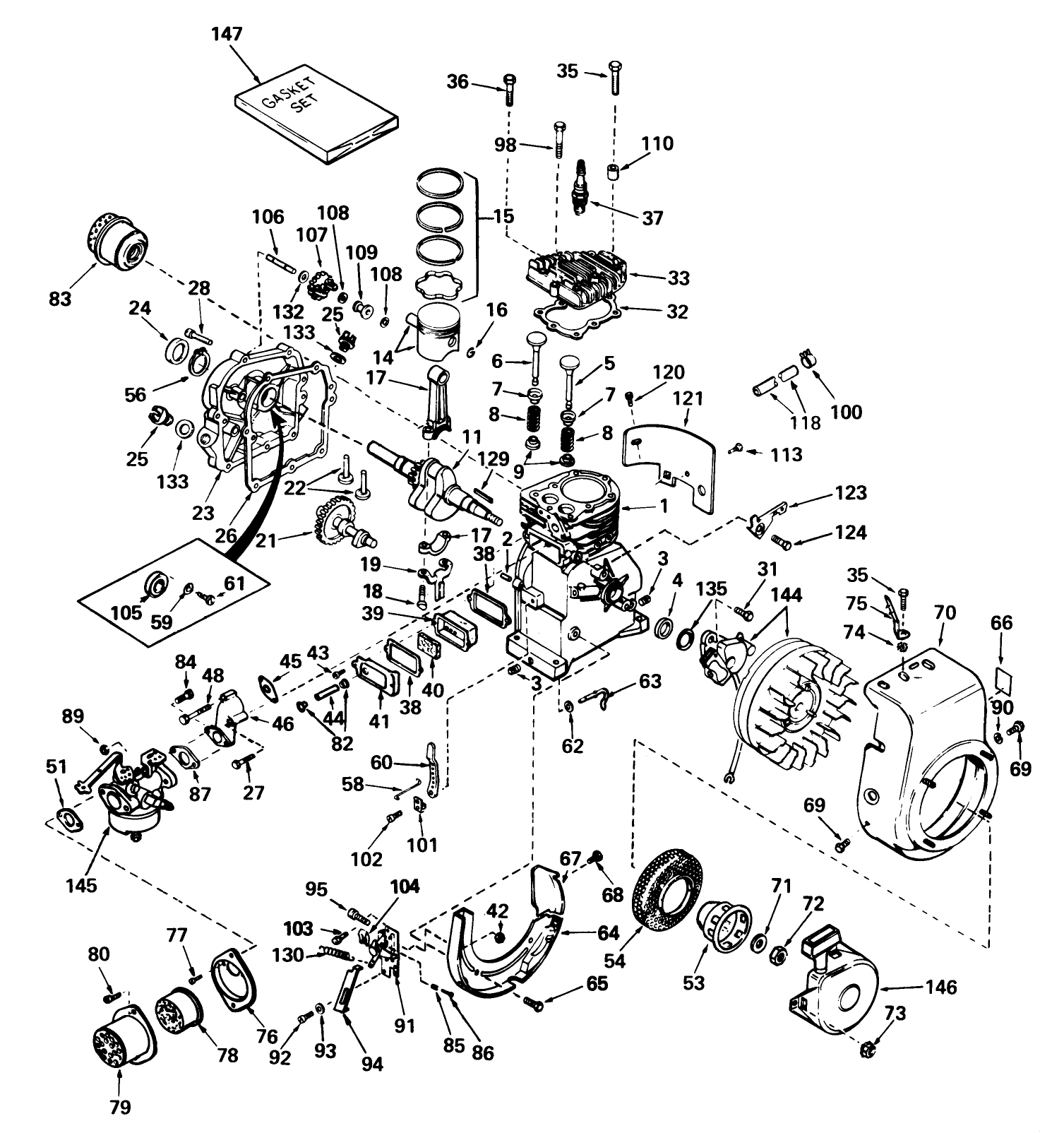 Engine Tecumseh Model No. H35-45527m