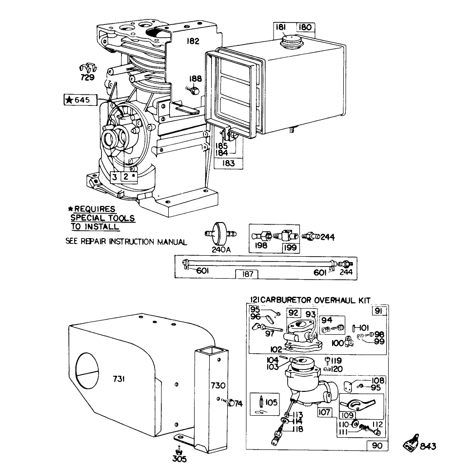 Engine Briggs & Stratton Model No. 190402 Type 0989-01