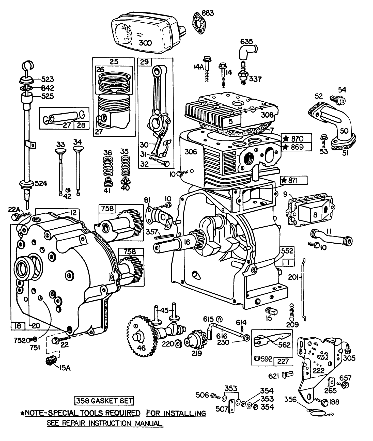 Engine Briggs & Stratton Model No. 252416 Type No. 0190-01