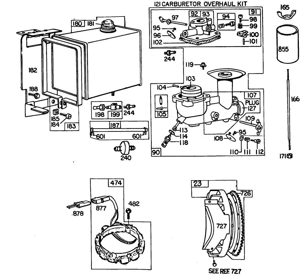 Engine Briggs & Stratton Model No. 252416 Type No. 0190-01