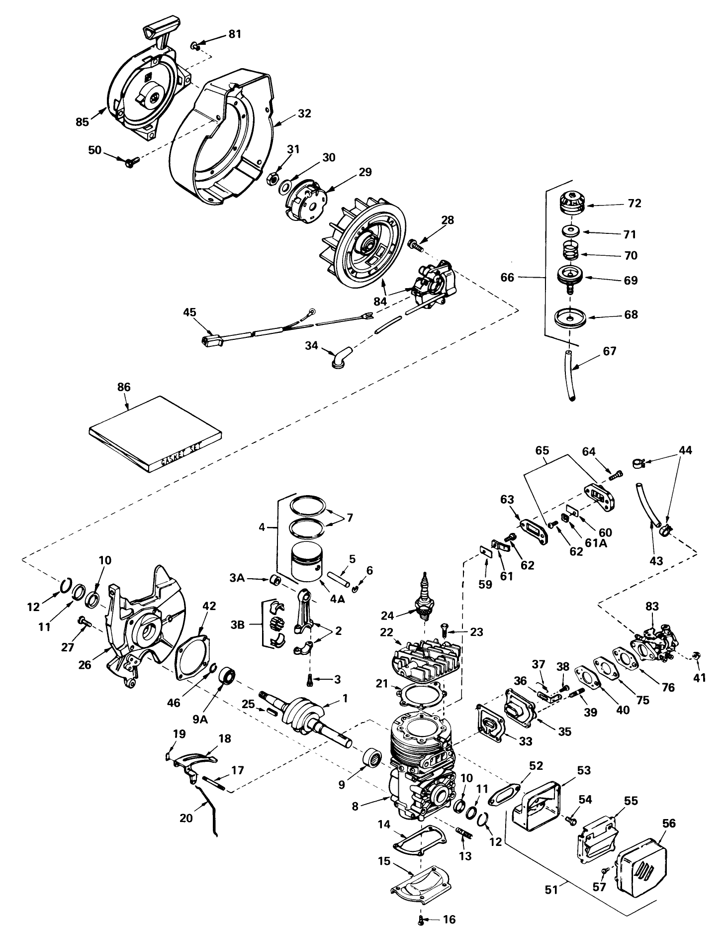Engine Tecumseh Model No. Ah520 Type 1584a (used On Units With Serial No. 0000001 Thru 0299999)