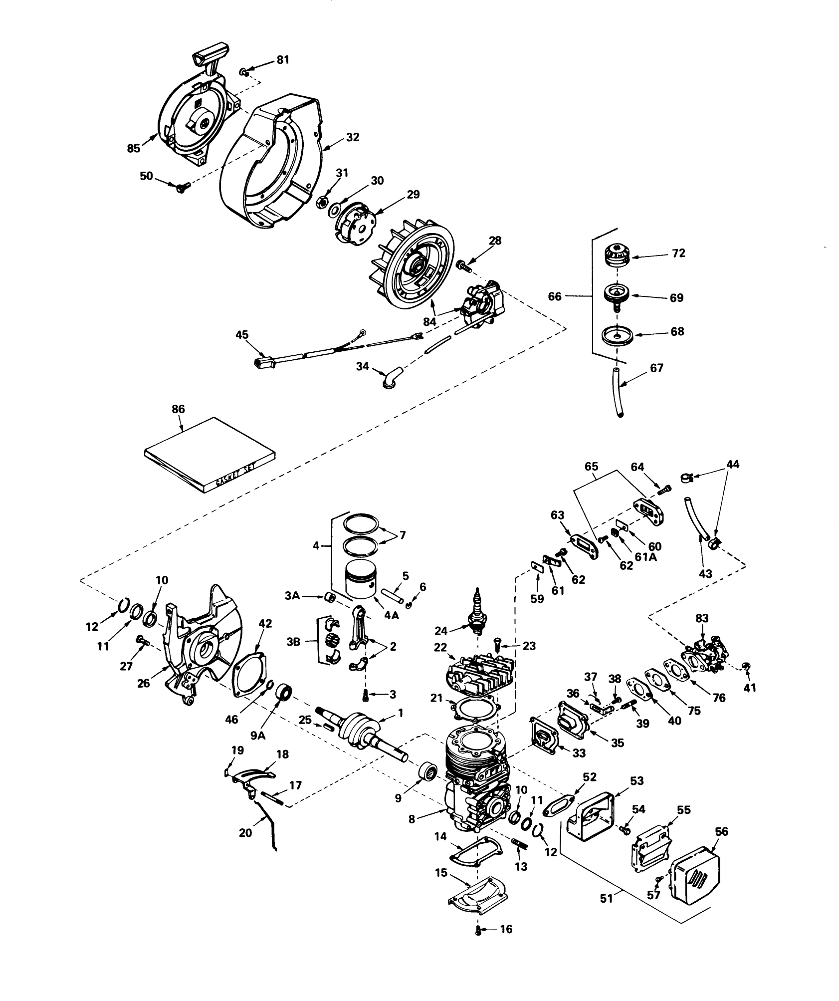 Engine Tecumseh Model No. Ah520 Type 1584b (used On Units With Serial No. 0300000 Thru 0510157)