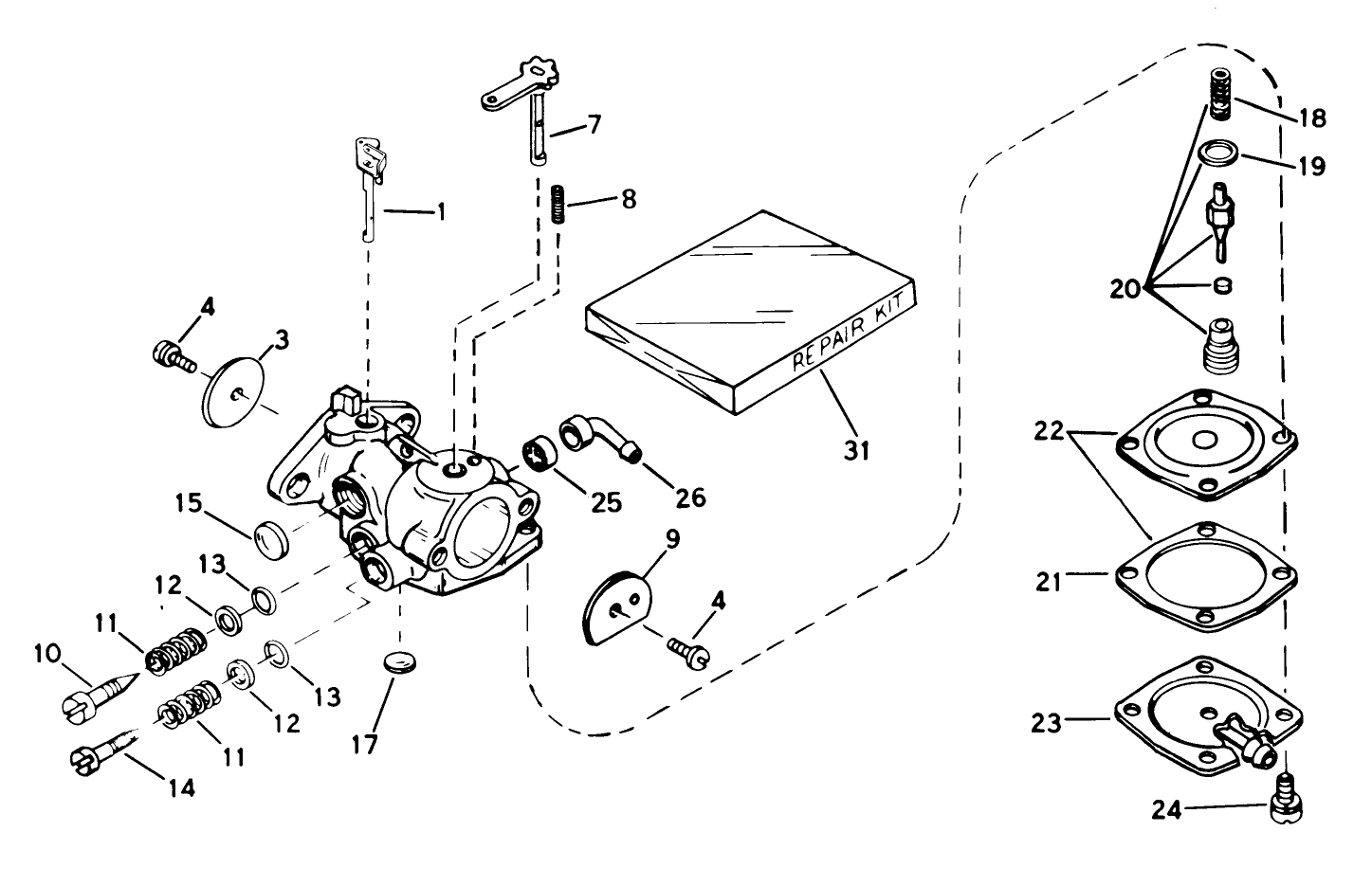Carburetor No. 632141 Engine Model No. Ah520, Type 1601 (used On Units With Serial No. 0510158 & Up)