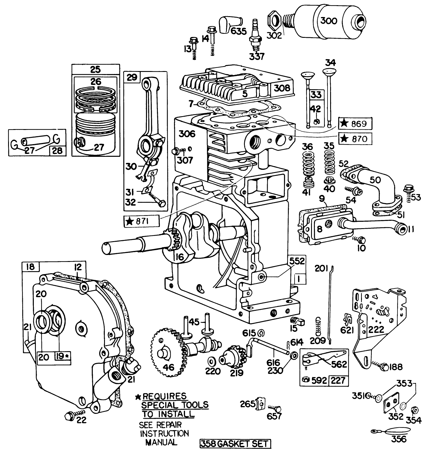 Engine Briggs & Stratton Model No. 190402 Type 0989-01 (8 H.p. Snowthrower Model 38150)