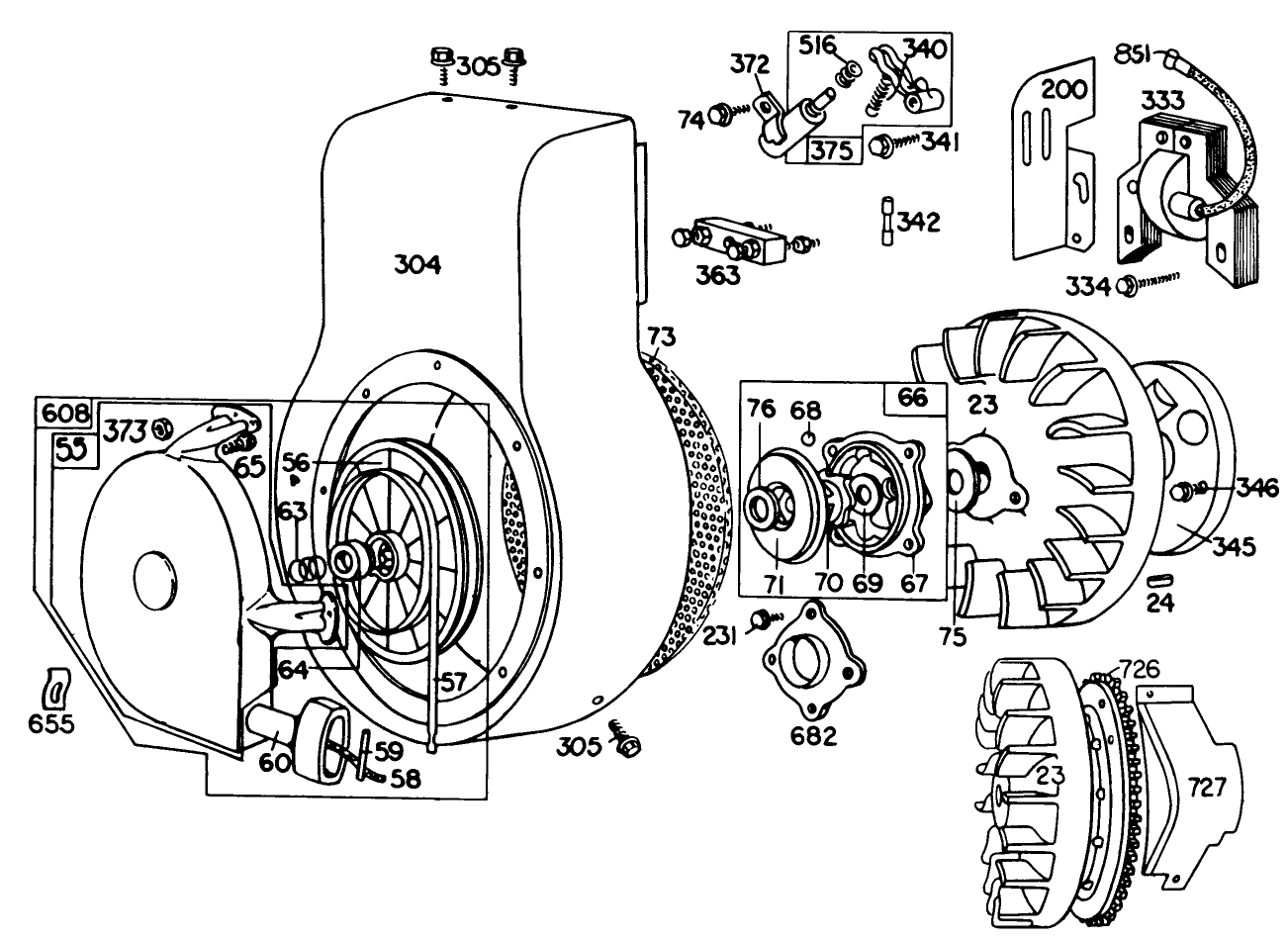 Engine Briggs & Stratton Model No. 190402 Type 0989-01 (8 H.p. Snowthrower Model 38150)