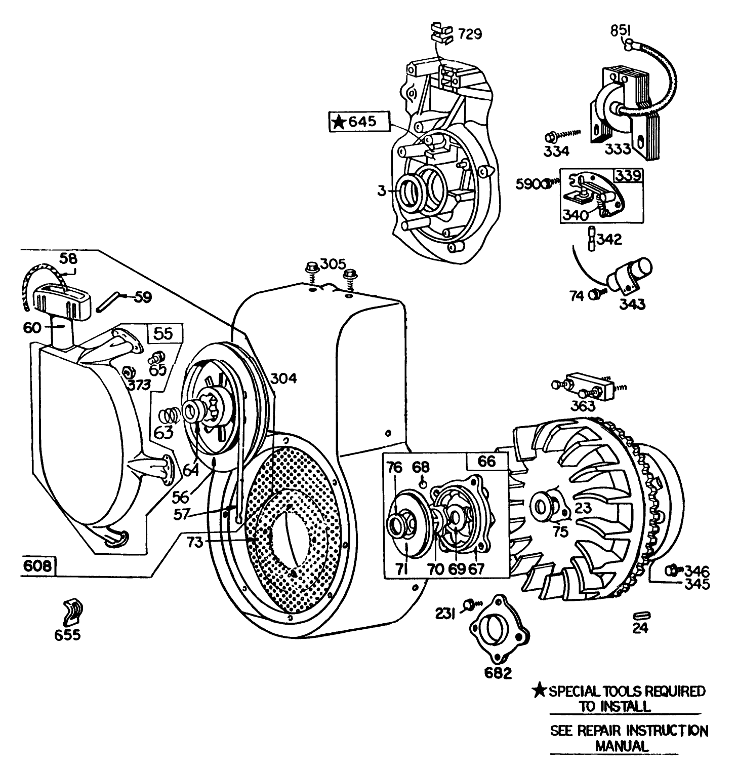 Engine Briggs & Stratton Model No. 252412 Type No. 0191-01 (11 H.p.snowthrower Model 38090)