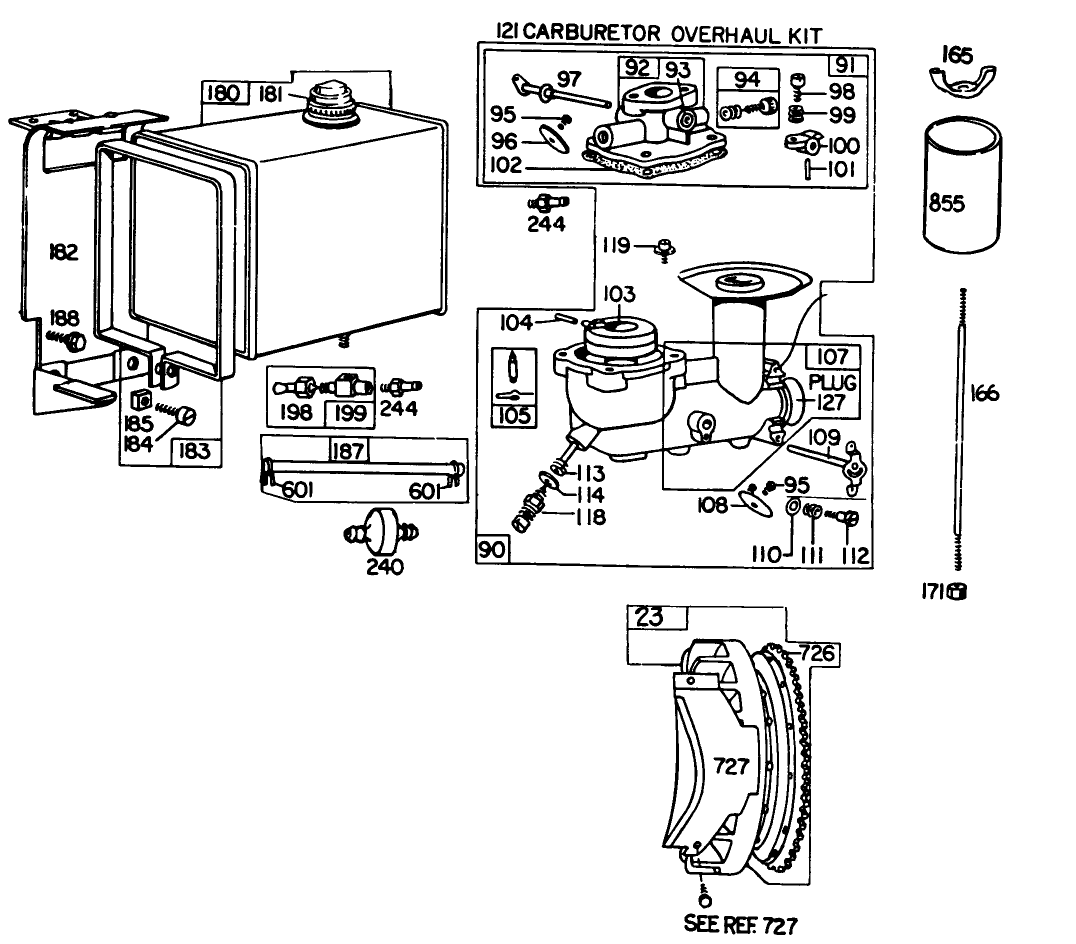 Engine Briggs & Stratton Model No. 252412 Type No. 0191-01 (11 H.p. Snowthrower Model 38090)